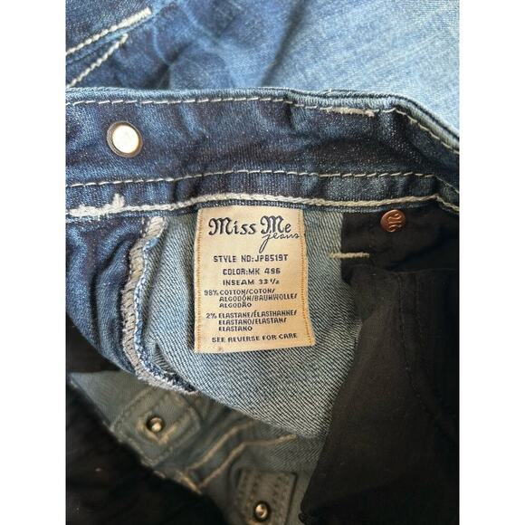 Miss Me Women’s Embellished Sequin Signature Straight Blue Denim Jeans 27x33.5 - Picture 4 of 8